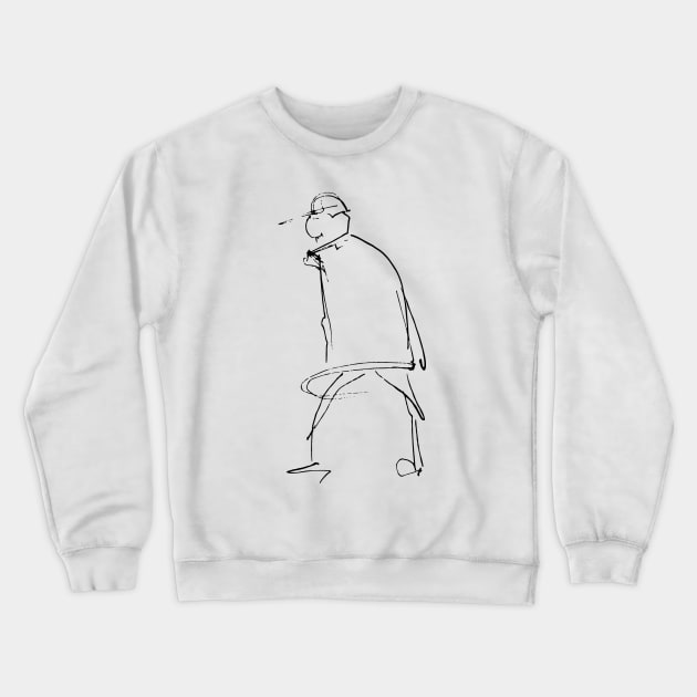 Line Art Man Passerby Crewneck Sweatshirt by Maria Mi Art